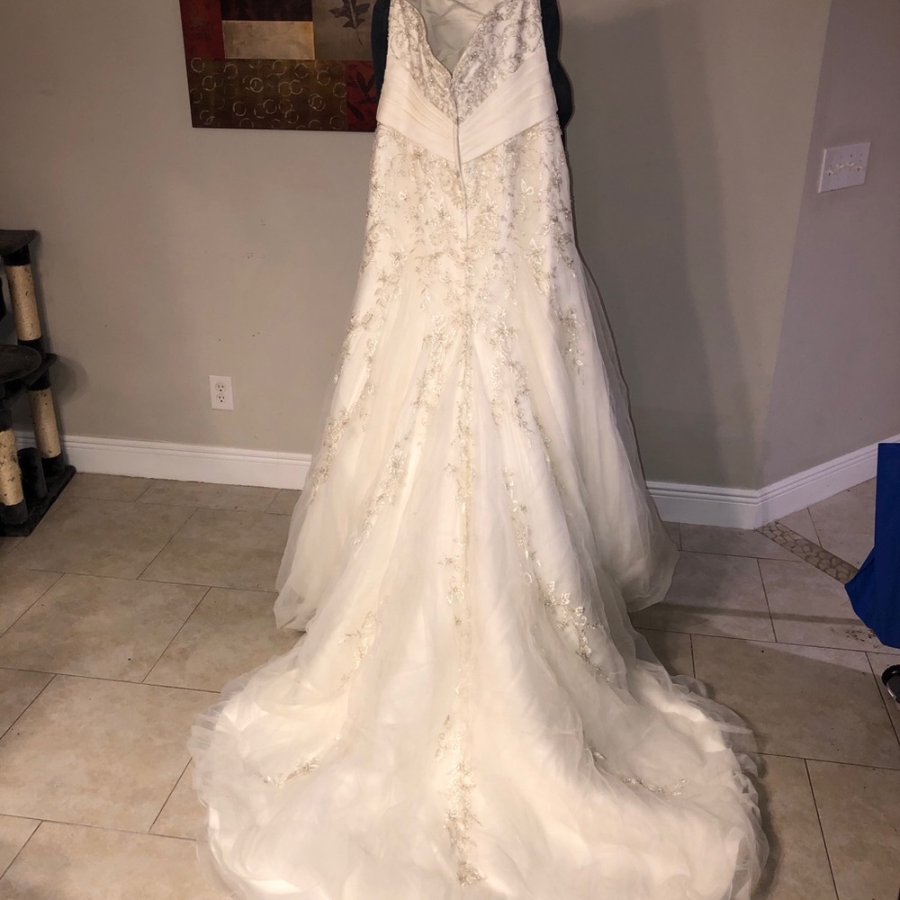 Studded rhinestone Wedding dress  with long train